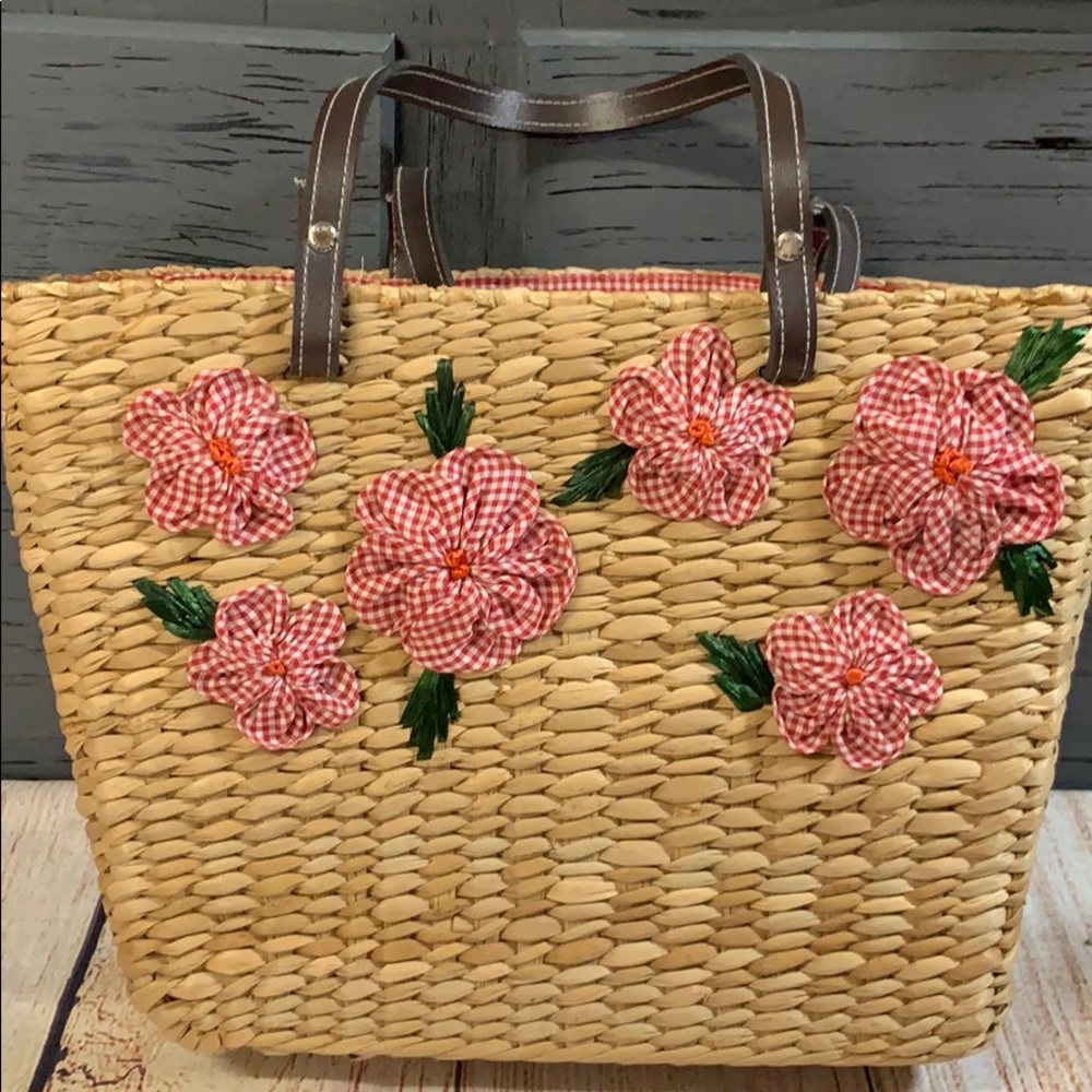 Tommy Hilfiger woven straw handbag tote